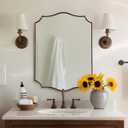 ANDY STAR Brushed Bronze Bathroom Mirror, 22x30 Inch Vanity Mirror, Scalloped Mirrors for Bathroom, Anti-Rust Stainless Steel Frame, Stunning Curved Design Ideal for Bathroom, Living Room, Mantel