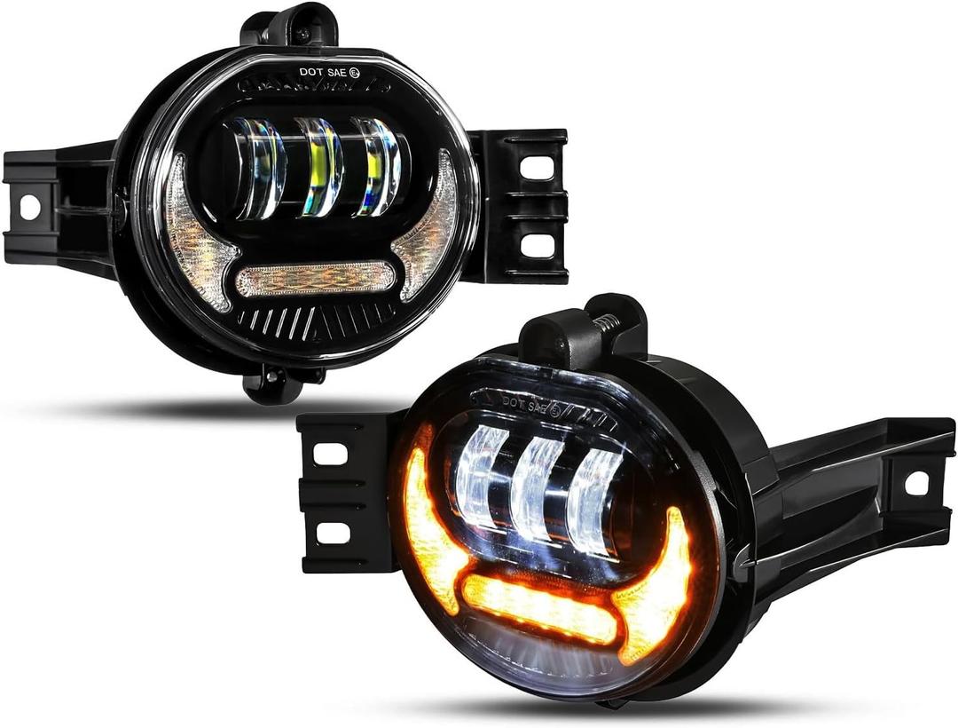 Auxbeam 2023 Upgraded LED Fog Lights Lamp Replacement for Dodge Ram 1500 2002-2008 Dodge Ram 2500/3500 2003-2009 Durango Truck 2005 2006 with DRL&Turn Signal DOT Approved, Black