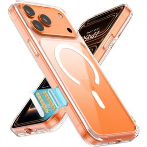 2 x Magnetic Shockproof for iPhone 17 Pro Case, [Not-Yellowing] [4X Military-Grade Protection] [Compatible with MagSafe] Transparent Case for iPhone 17 Pro Anti-Scratch Guardian 6.3", Clear