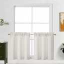 Lecloud Natural Kitchen Curtains 24 Inch Length 2 Pcs, Privacy Modern Room Darkening Curtain, Thermal Window Treatments Drapes Rod Pockets for Cafe Bedroom Cabinet Camper, Each Panel 30" W x 24" L