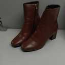 Womens Ankle Boots, Square Toe High Heel Short Boots for Women, Fashion Chunky Heel Mid Calf Boots with Side Zipper 3.5 In, Size 9,5