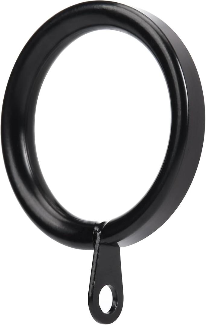 42Pcs 1.26-Inch Inner Diameter Metal Curtain Rings with Flat Eyelet Half Circle Thick Wire Fits Up to 1.0 Inch Rod (Black-42pcs)