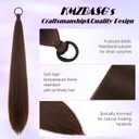 Yaki Straight Ponytail Extension 2 PCS 26 Inch Dark Reddish Brown Ponytail Extensions for Black Women 90g Synthetic Hairpieces for Braided Ponytail Extension DIY Daily Party Use