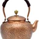 50.7oz Elegant Chinese Style Copper Tea Kettle For Stovetop, Non-Coating Pure Copper Teapot with Stainless Steel Infuser For Loose Tea, Large and Solid Tea Pot(1500ml)