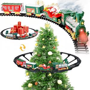 Hanging Christmas Train Set, Under The Christmas Tree Train Toy Set, Train for Christmas Tree with Real Smoke/Classic Music/Lights, Best Indoor Christmas Train Decor for Families with 2 Ways to Play