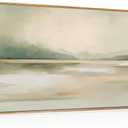 DRACIT Large Abstract Sage Green Pastel Framed Canvas Wall Art Set,Minimalist Neutral Landscape Wall Decor,Modern Watercolor Mountain Lake Artwork for Living Room,Bedroom-20 x40