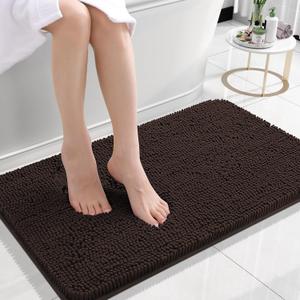 Bathroom Rug, Extra Soft Absorbent Chenille Bath Rugs, Rubber Backing Quick Dry, Machine Washable Bath Mats for Bathroom Floor, Tub and Shower, Home Decor Accessories, Brown, Size 56"x36"
