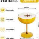 Ciaell 12PCS Plastic Martini Glasses - 10 Oz Amber Elegant Disposable Cocktail Glasses for Champagne Wine Wedding Party Anniversary Bar