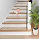 Stair-Treads Non Slip, Stair Runner for Wooden Steps, Residue Free Stair Treads Stair Carpet Mat for Kids and Dogs Indoor 8"x30" (Beige, 7PCS)