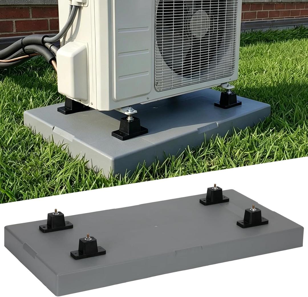 Mini Split Pad with Anti Vibration Rubber Pads, 38"x18"x3" Mini Split Condenser AC Pad for 9000-36000 BTU Ductless, Mini Split Pad for Outside and Anti-Vibration Rubber Base for Heat Pump