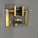 Kwikset Halifax Slim Square Passage Door Lever, Modern Interior Hallway and Closet Door Handle, Non-Locking Reversible Leverset, Satin Brass Finish