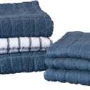 Ritz Premium Kitchen Towel and Dish Cloth Value Set: Highly Absorbent, Super Soft, Long-Lasting, 100% Cotton Checked and Solid Hand Towels, Tea Towels, Bar Towels - 6 Pack, Federal Blue