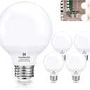 hansang G25 LED Bathroom Light Bulbs, E26 Base 4000K Natural Daylight Vanity Mirror Light Globe Bulbs Uniform Lighting, High CRI Makeup Mirror Light Bulbs Not-Dimmable 4 Pack