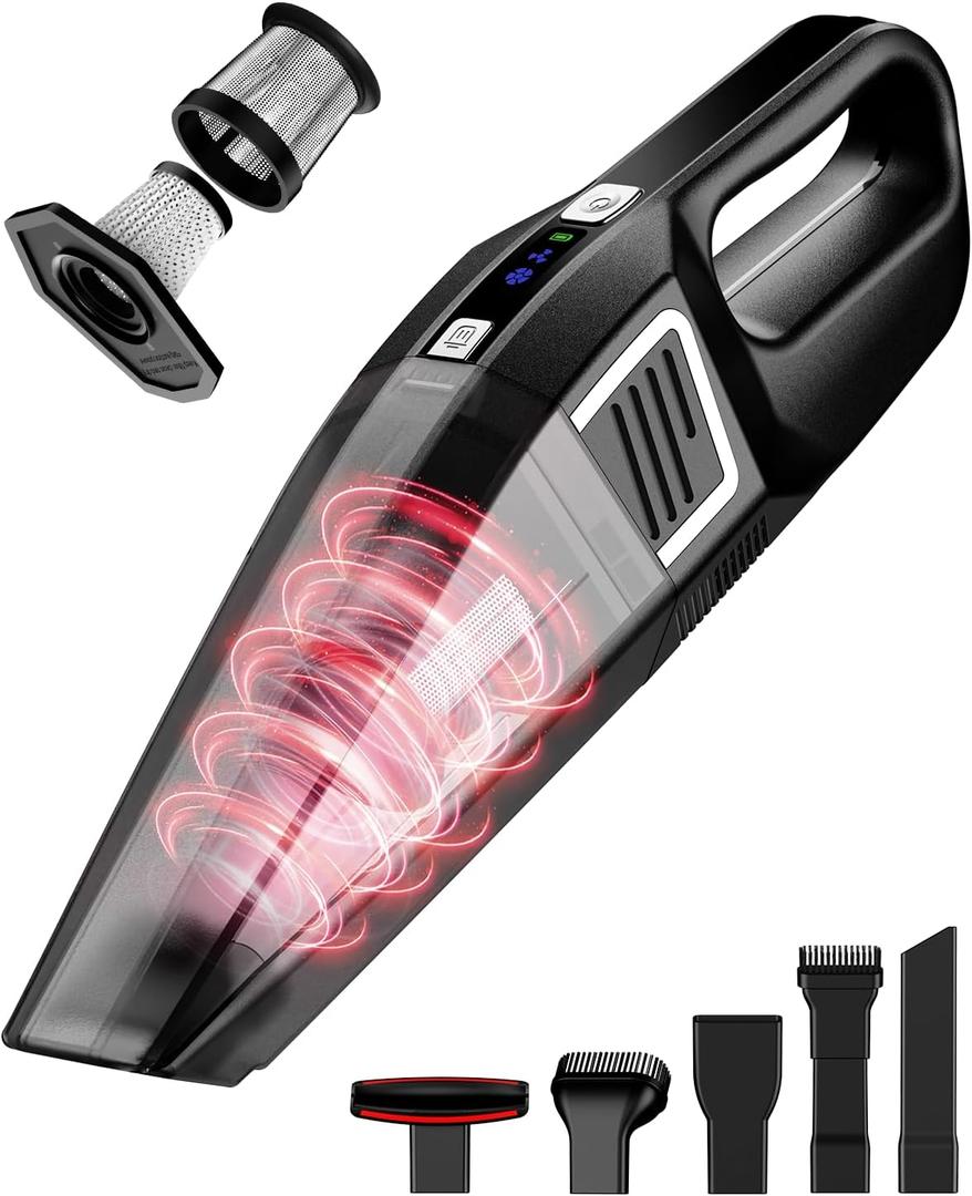 Evekas Handheld Vacuum Cordless, 9000PA Strong Suction, 2 Suction Modes, Fast Type-C Charging, Lightweight, Portable Car Vacuum Cleaner for Home Pet Office