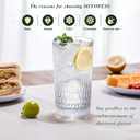 Clear Acrylic Glasses Drinkware (Set of 2), Honeycomb Stackable Shatter-Proof Plastic Tumblers, Reusable Plastic Drinking Glasses, BPA-Free, Dishwasher-Safe