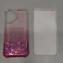 Ruky for iPhone 16 Case with Screen Protector, Glitter Sparkle Flowing Quicksand Waterfall Flexible Soft TPU Protective Women Girls Phone Cover, Gradient Pink