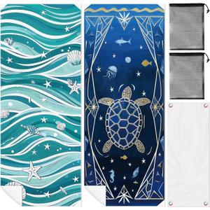 2 Pack Magnetic Beach Towel - 74.8"x30" Turtle Wave Sand Free Quick Dry Microfiber Towel with Built-in Magnets Lightweight for Beach Chair Car Door Pool Travel Camping Yoga with Storage Bag 2 Pack Magnetic Beach Towel - 74.8"x30" Turtle Wave Sand Free Quick Dry Microfiber Towel with Built-in Magnets Lightweight for Beach Chair Car Door Pool Travel Camping Yoga with Storage Bag