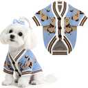 Small Dog Sweater Cute Bear Puppy Cardigan Coat Clothes Fall Winter Dog Sweaters for Small Medium Dogs Boy Girl Cat Sweaters Outfits for Cats Soft Warm Pet Knit Clothes with Sleeves(Blue,M) (M (Suggust 6-10 lbs))