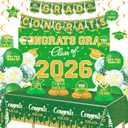 2 x Staplefor Graduation Decorations 2026 Green and Gold Party Decor Set include Congrats Grad Banner Graduation Backdrop Class of 2026 Balloons Party Supplies for High School & College Celebrations