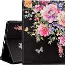 KEROM Case for iPad (A16) 11th Generation Case 11 Inch 2025, iPad 10th Generation Cover 10.9 Inch 2022, Cute PU Leather Folio Stand Protective Cover for Kids, Girls, Woman - Flowers