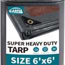 TARPAL tarp 6x6 Feet Super Heavy Duty Tarps Cover 20mil Waterproof UV Protection Rip and Tear Proof Tarpaulin with Grommets(Grey/Brown)