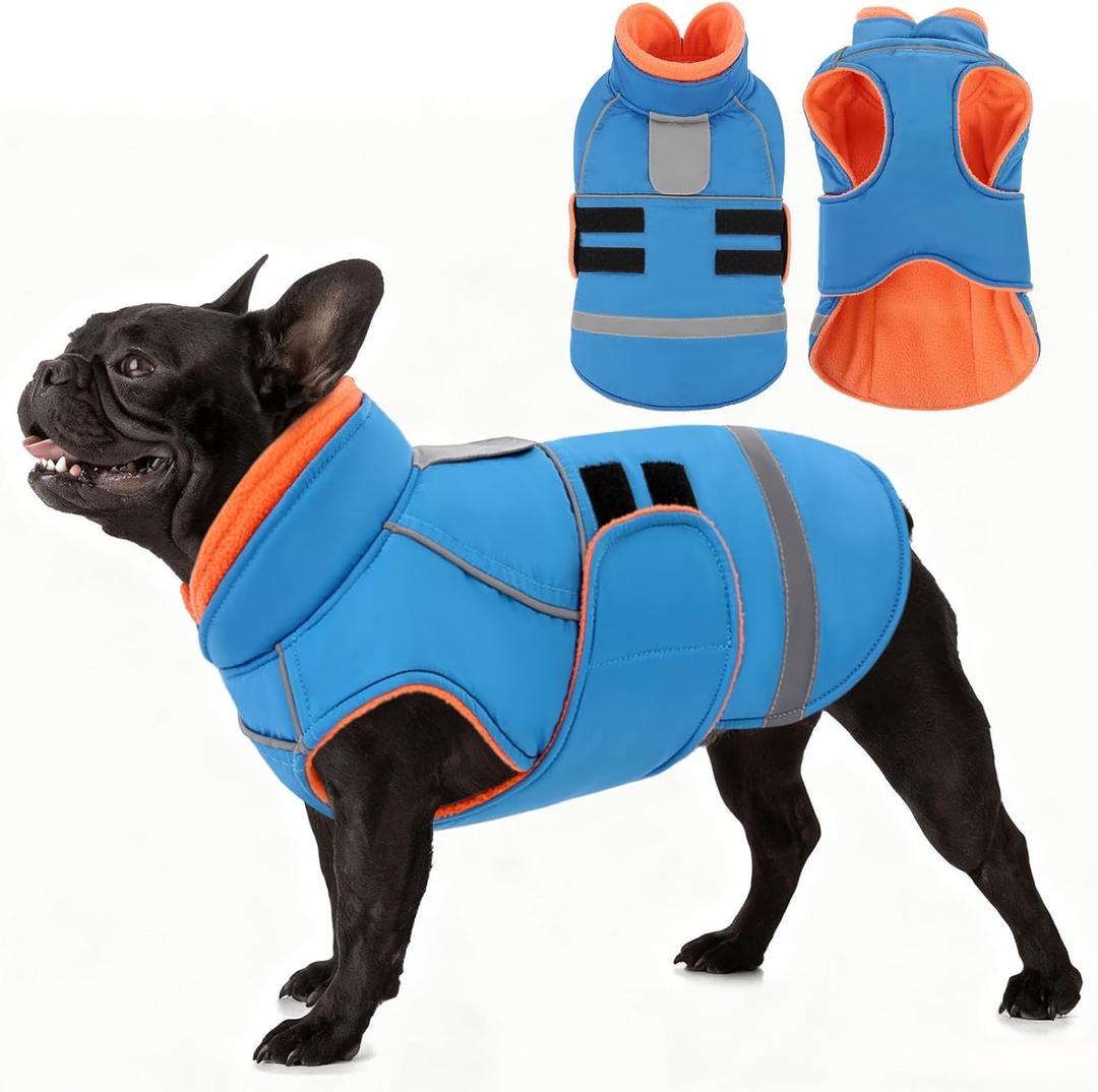 SUNFURA Dog Coats for Medium Dogs, Dog Winter Coat with Fleece Lining for Cold Weather, Warm Dogs Puffer Jacket Reflective Snowsuit with Leash Hole for Jack Russel, Boston Terrier, Turquoise M