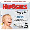 Huggies Size 5 Diapers, Snug & Dry Baby Diapers, Size 5 (27+ lbs), 25 Count