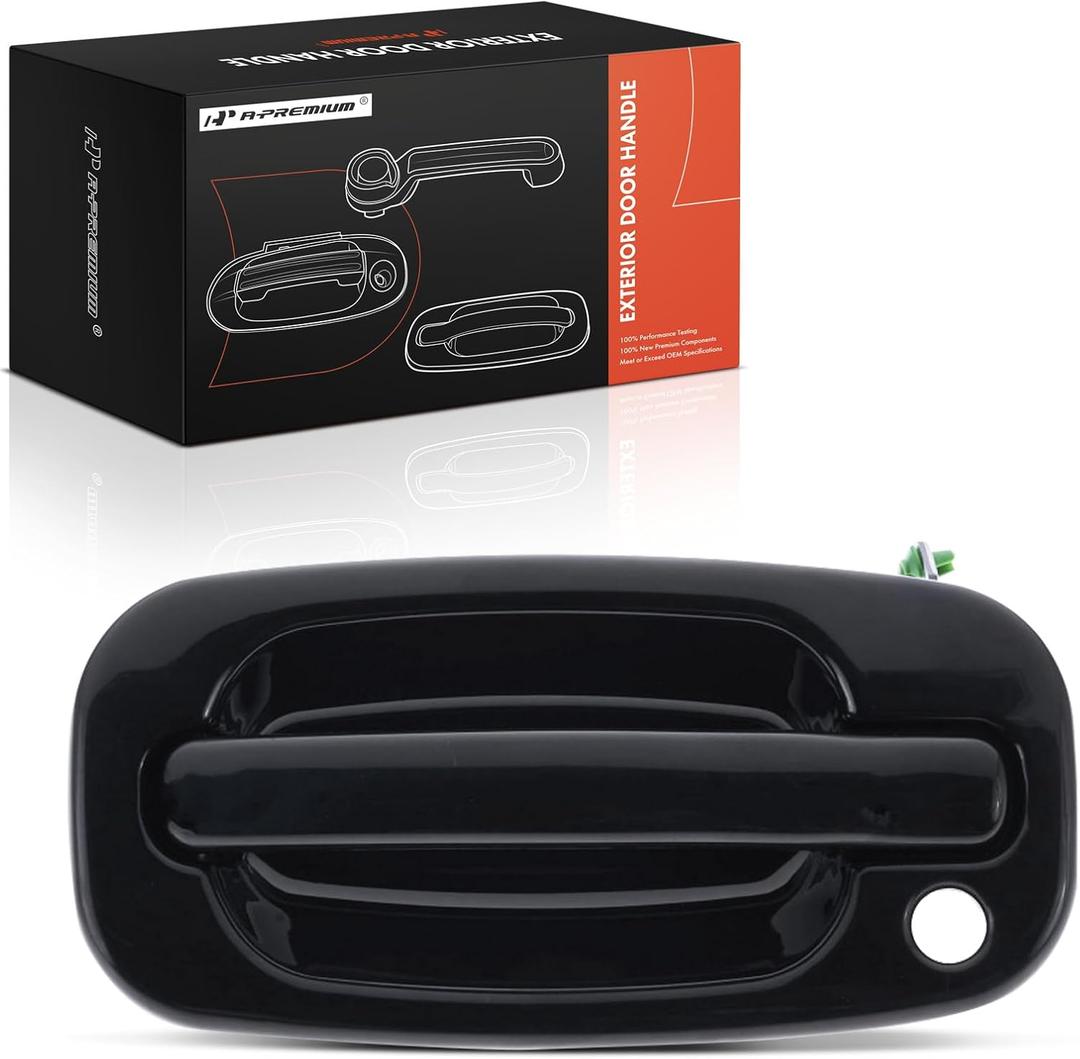 2 x A-Premium Front Left Driver Side Exterior Door Handle with Keyhole | Compatible with Chevrolet Silverado 1500 2500 3500, Tahoe, Suburban 1500 & GMC Sierra 1500 2500 & Cadillac Escalade