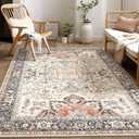 Area Rug for Living Room - 7x9 Soft Washable Oriental Vintage Floral Distressed Large Carpet - Fade Stain Resistant Non Slip Rugs for Bedroom Dining Room Nursery Dorm Office Home Decor - Multi