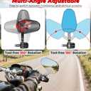 VAZESWIN Aluminum Alloy Rainproof Foldable Motorcycle Bar End Mirrors, CNC Machined Anti-Glare Blue Lenses Motorcycle Rear View Mirrors, Multi-Angle Adjustable Fit for 12-18mm Handlebar Inner Diameter