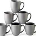 AmorArc Coffee Mugs Set of 6, Ceramic coffee mugs with large handle for Men Women,16oz Coffee Mugs for Coffee,Tea,Latte,Cocoa. Easy to Hold&Clean, Dishwasher&Microwave Safe, Matte Grey