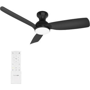 Consciot Ceiling Fan With Light, 44 Inch Low Profile Ceiling Fan with remote control, 6-speed choice, Reversible DC motor, 3CCT, Dimmable, Whisper, Easy Install, For Indoor and Covered Outdoor (black)