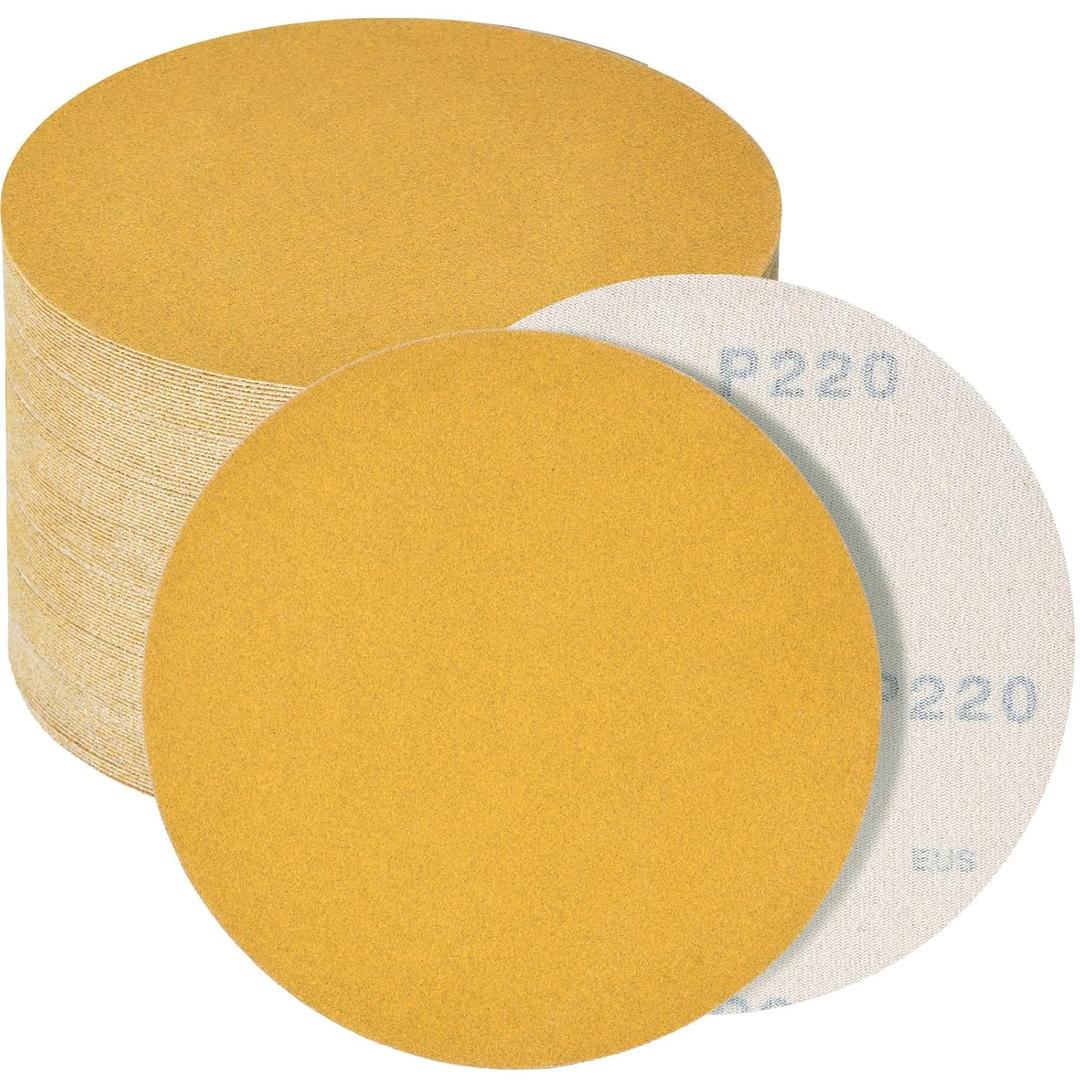 6-Inch No Hole 220 Grit Sandpaper Discs,Box of 70, Hook and Loop Backing for Random Orbital or DA Sander, Finishing Medium Sanding Abrasive Automotive Paint, Woodworking Wood, Metal