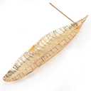 Zen Leaf Incense Burner with Ash Catcher - Compact Zinc Alloy Golden Tray for Meditation, Yoga & Home Decor, Portable Spiritual Aromatherapy Holder