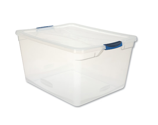Rubbermaid Cleverstore Clear 71 Qt Plastic Storage Tote w/ Lid, 1 Pack