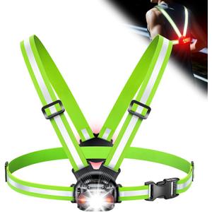 ISEYOU Running Lights for Runners, 500 Lumens Running Light with 45 Adjustable Tilt, 360 Reflective Vest & IPX4 Waterproof Rechargeable Light Up Gear for Night Walking/Cycling/Jogging/Hiking
