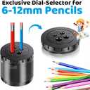 Heavy-Duty Electric Pencil Sharpener USB and Battery Power 4 Replacement Blades 4-Hole Adjustable for 6-12mm Art Pencils Large Capacity Automatic Pencil Sharpeners Black