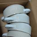 Soup Bowls with Handles, 20 oz French Onion Soup Crocks, Stackable Soup Bowl Oven Safe for Chili, Beef Stew, Embossment Ceramic Bowl Set - 5.4 Inch, Set of 4 Blue (White)