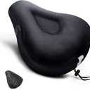 ANZOME Bike Seat Cushion, Wide Gel Bike Seat Cover & Extra Soft Gel Bike Seat Cushion for Women Men Everyone, Fits Spin, Stationary, Cruiser Bikes, Indoor Cycling(Waterproof Case Included)  (Black-Gel + Memory Foam Filling)
