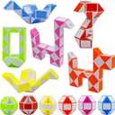 12 Pack 24 Blocks Mini Fidget Snake Cube Mini Twist Puzzle Cubes Magic Speed Cubes Toy for Kids Party Bag Fillers, Party Supplies