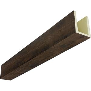Heritage Timber Rustic Sawn Faux Wood Beam, 3-Sided (U-Beam), 3 1/2"W x 3 1/2"H x 72"L, Kona Brown Finish