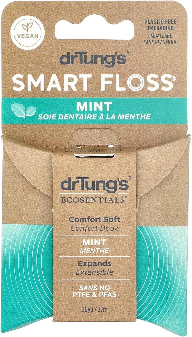 DrTung's Smart Floss - Natural Floss, PTFE & PFAS Free Floss, Gentle on Gums, Expands & Stretches, BPA Free - Natural Dental Floss Cardamom Flavor