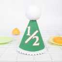 BOOMPA Half Birthday Party Hat, Green Felt with White Pom Pom, 1/2 Number Design