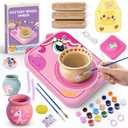 Pottery Wheel for Kids, Girls Arts and Crafts Toys for Kids Ages 8-12,Pottery Craft Kit with 3 Pack Air-Dry Clay, Art Supplies for Kids Toys Girls Birthday Gift for 6 7 8 9 10 11 12+ (Pink)