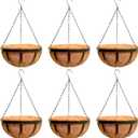 LaLaGreen Outdoor Hanging Baskets for Plants (6 Pack, 12 Inch) Medium Hanging Planter with Coco Liner, Flat Iron Metal Round Plant Flower Pots for Deck Patio Porch Garden Balcony Outside Decoration