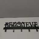 Nativity Christmas Stocking Holder for Wall with 5 Hangers Metal Christmas Stocking Wall Hanger Mantel Rack Hanging Mount Hook for Holiday Xmas Fireplace Decoration, Black(Believe)