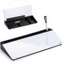 Varhomax Glass Desk Whiteboard with Storage, Desktop Organizer to-do List Memo Notepad Dry Erase White Board for Home Office and School Supplies (Black&White)