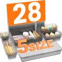 Military Grade Drawer Organizer,  Clear Makeup organizer, Holds 177 Items Bathroom Organizers and Storage, Plastic Desk Organizer Divider, Organizer Bins for Office Vanity A-LUGEI