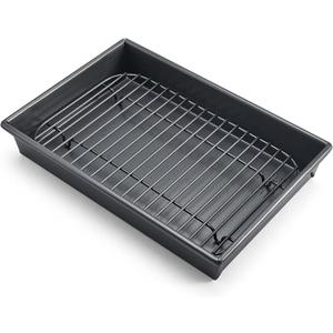 Chicago Metallic Petite Roast Pan Set with Rack, 10x7 inch Nonstick Toaster Oven Baking Pan, Perfect for Single Serving Meals and Small Batch Cooking