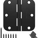 AmzGod Door Hinges Matte Black - 8Pack Black Door Hinges 3.5 Inch Rounded Interior Door Hinge with 5/8" Radius Corners - Black Hinges for Doors 3 1/2 Inches Flat Iron Residential Door Hardware